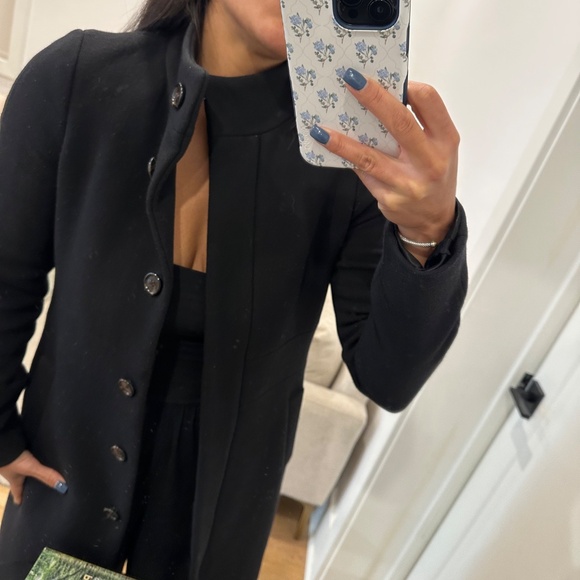 Jcrew Black Wool Coat Size 2 - Picture 3 of 7